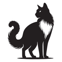 Noble Balinese silhouette, a blend of elegance and mystery - Balinese illustration - Balinese vector - cat silhouette

