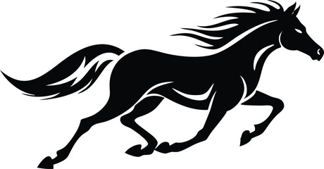 Horse Silhouette, Elegant Stallion Running Wild, Minimalist Design, Transparent BG