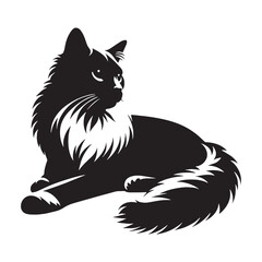 Dynamic Balinese silhouette, exuding energy and charm - Balinese illustration - Balinese vector - cat silhouette

