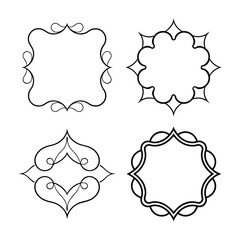 Ornate vector set of vintage frames for retro design elements