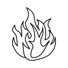 Stylized Black Outline of a Fire Flame on a White Background