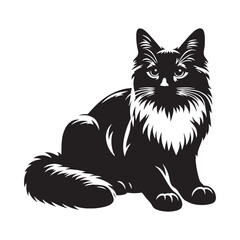 Majestic Balinese silhouette, embodying agility and beauty - Balinese illustration - Balinese vector - cat silhouette

