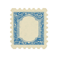 Postage stamp vintage beige and blue vertical blank postage stamp with copy space