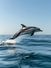 Fototapeta premium Dolphin jumping out of the water on a sunny day