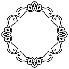 Ornate Black Outline with Floral Swirls on Transparent Background