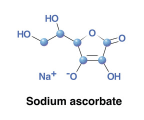 Sodium Ascorbate One Of Ascorbic acid Mineral Salts (Vitamin C). Molecular Formula Chemical C6H7NaO6,  Mineral Ascorbate Compound Vector Illustration Print