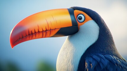 Fototapeta premium Vibrant toucan bird portrait tropical rainforest wildlife photography natural habitat close-up view animal behavior study