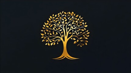 Naklejka premium luxurious gold tree logo. represents growth, stability, nature, and prosperity. ideal for eco-friendly brands, luxury wellness products, financial services, or sustainable businesses. 