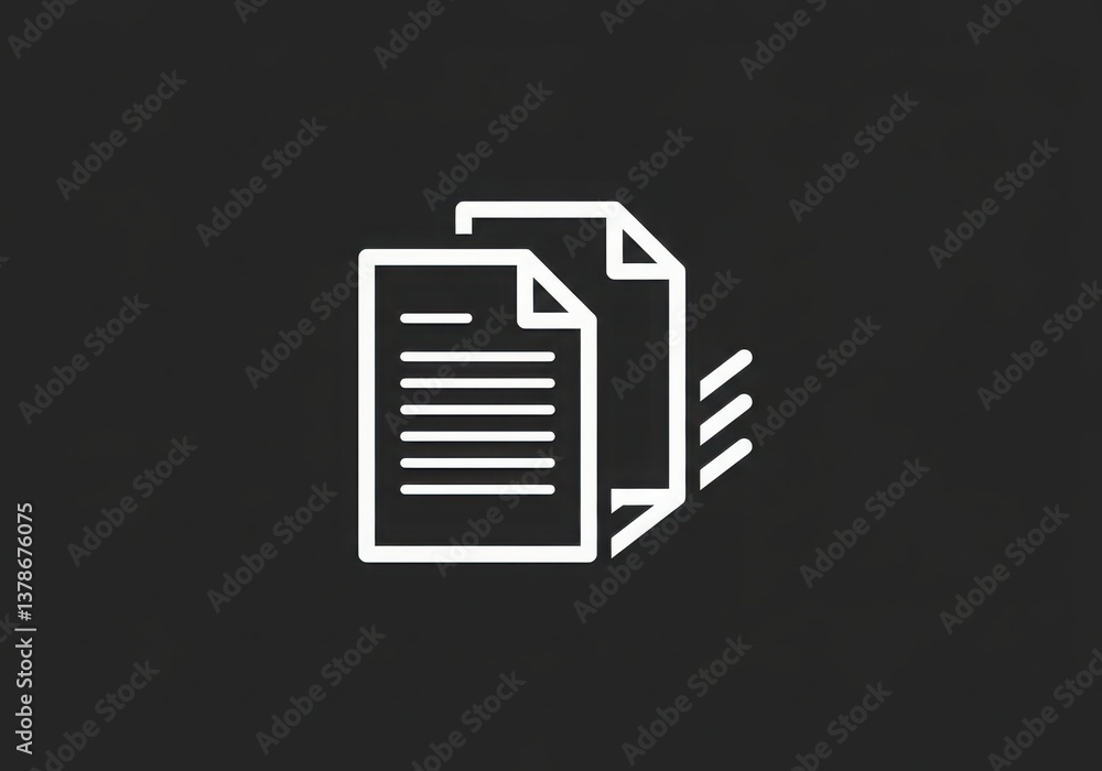 Poster illustration of a stack of documents with lines on the front page on a dark background