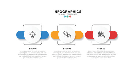 Business infographic template. 3 Step timeline journey. Process diagram, 3 options on white background