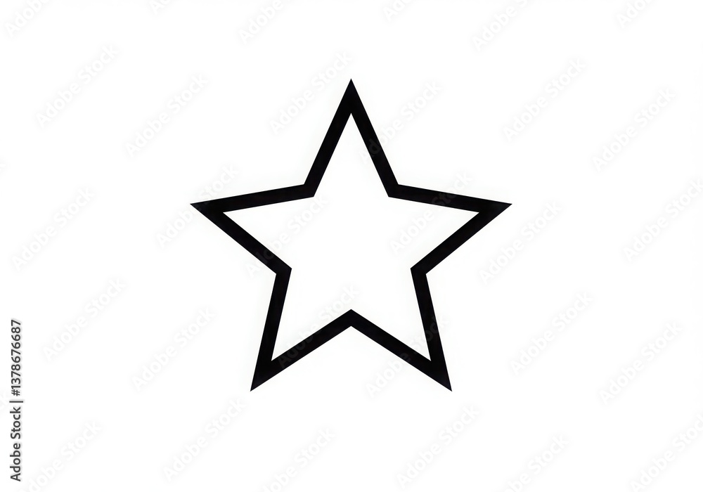 Poster a simple black outline of a five pointed star centered on a plain white background surface view
