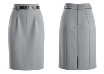stylish gray skirt mockup featuring sleek design and belt, perfect for showcasing modern fashion trends and elegant looks