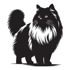 Mystical Birman silhouette, reflecting the enigma of the breed - Birman illustration - Birman vector - cat silhouette

