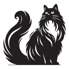 Graceful Birman silhouette, a vision of feline perfection - Birman illustration - Birman vector - cat silhouette

