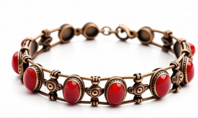 Elegant Red Gemstone Bracelet with Antique Bronze Accents