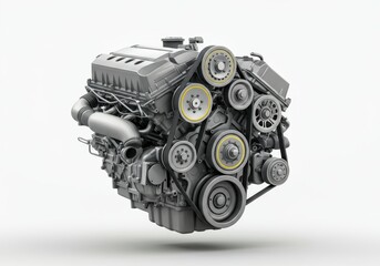 Detailed mockup of a car engine showcasing its intricate components