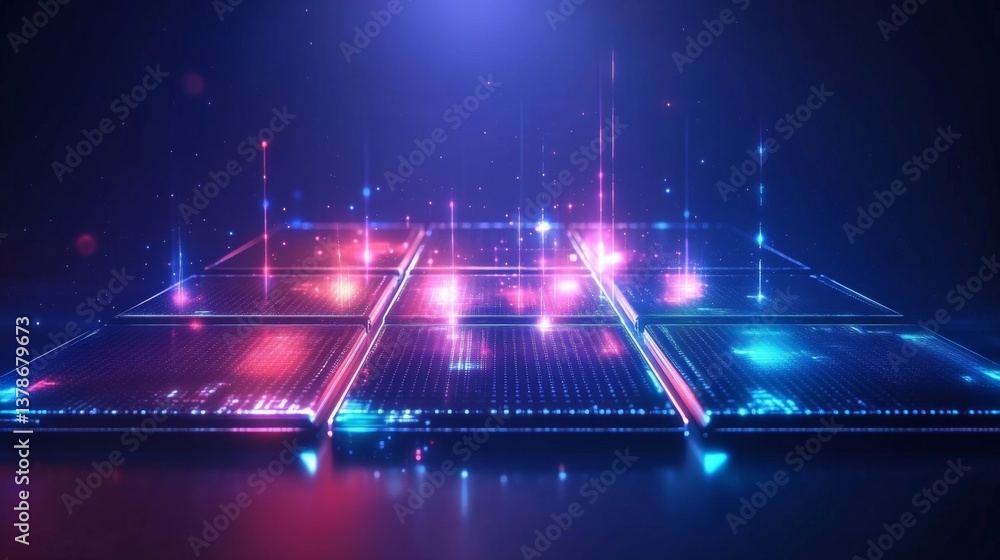Poster dynamic digital grid animation virtual space motion graphics futuristic environment abstract viewpoi