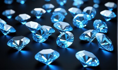 Brilliant Blue Diamonds on Dark Background