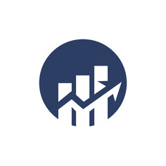 Statistics vector icon on circle background