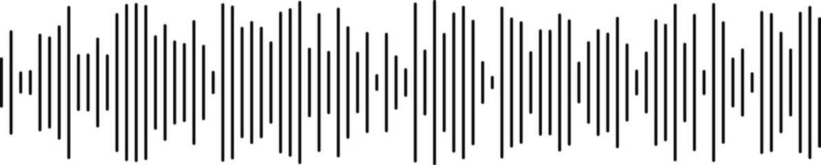 Black sound waves on white background - Music wave frequency or equaliser audio lines and digital voice volume visualisation vector set isolated illustrations 