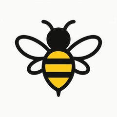 Bee illustration with a black outline and yellow stripes.