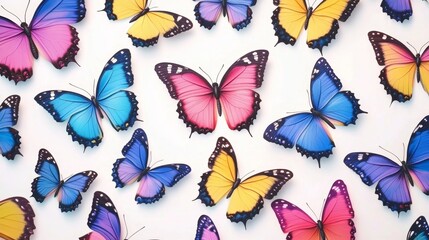 Colorful butterfly collection nature setting digital art vibrant environment close-up view beauty in nature