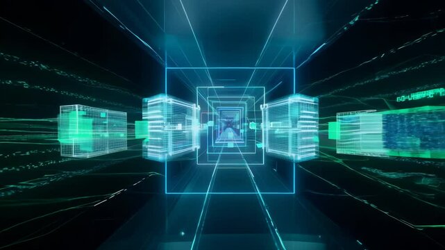 Virtual data center corridor with cloud servers providing compute power