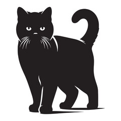 Exquisite British Shorthair silhouette, a masterpiece of feline form - British Shorthair illustration - British Shorthair vector - cat silhouette

