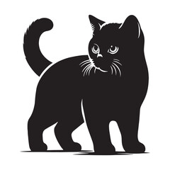 Noble British Shorthair silhouette, a blend of elegance and mystery - British Shorthair illustration - British Shorthair vector - cat silhouette

