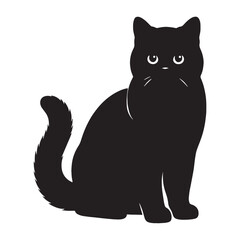 Lithe British Shorthair silhouette, highlighting its sleek physique - British Shorthair illustration - British Shorthair vector - cat silhouette

