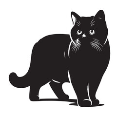 Mystical British Shorthair silhouette, reflecting the enigma of the breed - British Shorthair illustration - British Shorthair vector - cat silhouette

