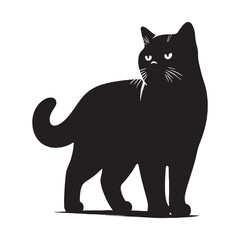 Obraz premium Majestic British Shorthair silhouette, embodying agility and beauty - British Shorthair illustration - British Shorthair vector - cat silhouette