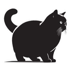 Elegant British Shorthair silhouette, a perfect depiction of feline grace - British Shorthair illustration - British Shorthair vector - cat silhouette

