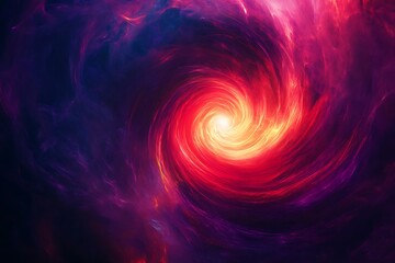 Cosmic whirlpool in vibrant red and purple hues on dark background  high resolution photo 