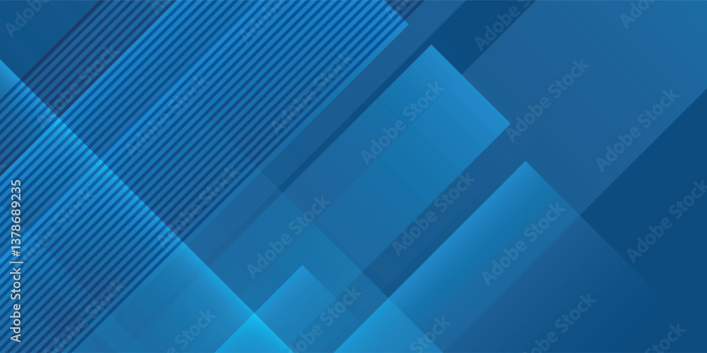 Poster blue background with abstract box rectangle geometric shapes modern element for banner, presentation