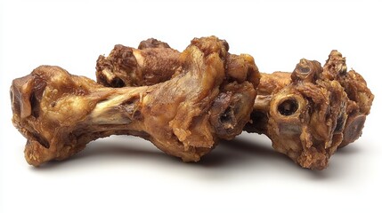 Crisp and delicious golden fried chicken drumsticks isolated on a pristine white background with perfect color correction refinement