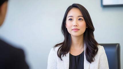 Confident Businesswoman in Meeting, Young professional woman in a business meeting.