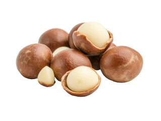 Chocolate covered macadamia nuts for dessert and snacking, cut out