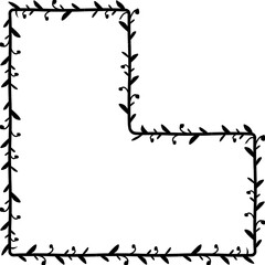 L-Shape Frame wreath simple shape vector Leaves border floral photo frame romantic Botanical Branches decoration