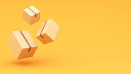 Sealed cardboard box for delivery of orders, goods, items around the world - 3d render. Delivery concept, parcel, mail, online order. Transportation and logistics.