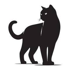 Lithe Chartreux silhouette, highlighting its sleek physique - Chartreux illustration - Chartreux vector - cat silhouette

