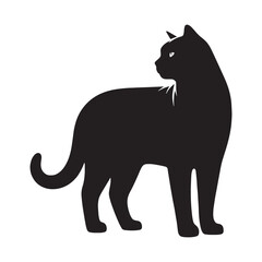 Charming Chartreux silhouette, capturing the breed’s lively spirit - Chartreux illustration - Chartreux vector - cat silhouette

