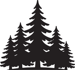 Obraz premium Pine Tree Silhouette: A Stunning Evergreen Forest Illustration