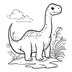 Dinosaur vector illustration coloring page - coloring book for kids