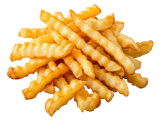 Crispy golden crinkle cut fries served fresh and hot, cut out