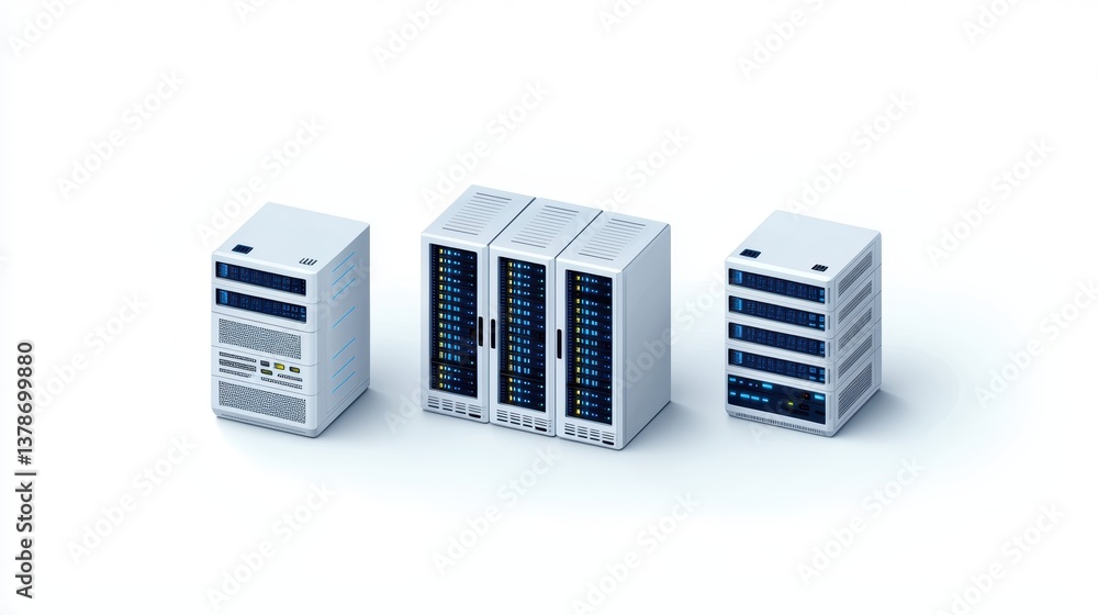Poster servers in a data center, powering the digital world with efficient technology servers