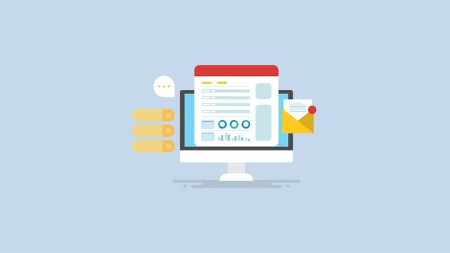 4k Animation of Computer Screen with Data Analytics Display