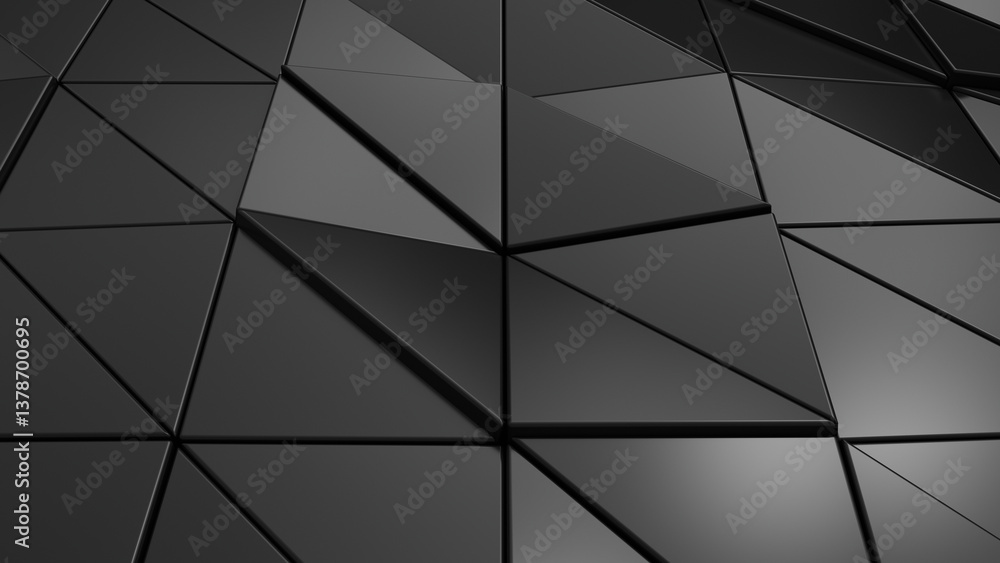 Poster 3d abstract black triangle background. 3d rendering illustration not ai