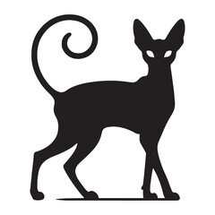 Agile Cornish Rex silhouette, showcasing its athletic build - Cornish Rex illustration - Cornish Rex vector - cat silhouette

