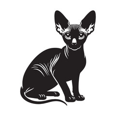 Graceful Cornish Rex silhouette, a vision of feline perfection - Cornish Rex illustration - Cornish Rex vector - cat silhouette

